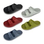 防水止滑拖鞋 男女款 勃肯拖鞋 休閒 逛街 居家 簡約 時尚 素色 EVA 扣環調整鬆緊 輕量 防滑 黑 白 紅 綠 藍, , large