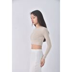 (S) zara修身短版杏色長袖上衣二手衣, , large