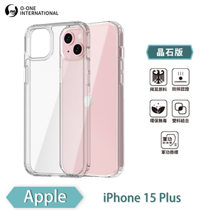 [O-ONE] MIL-STD II CrystalShield Case for APPLE iPhone 15 Plus Dual-Material Design · Enhanced Drop Protection · Shock-Resistant