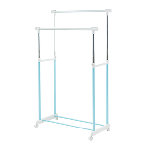 【Y HOUSE】Macaron pink double-rod hanger, open hanger, clothes rail - blue