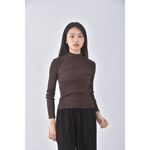 (S) uniqlo質感棉質坑紋棕色長袖上衣二手衣, , large