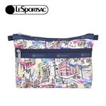 |快速出貨|Lesportsac Cosmetic Clutch 雙層拉鍊收納化妝包/ 冬日紐約街景, , large