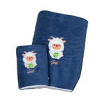 12生肖 珊瑚絨毛巾浴巾 【粉色/藍色】彩色刺繡 牛年 毛巾 3秒瞬吸 活性印染 掛耳設計 十二生肖 生肖, , large