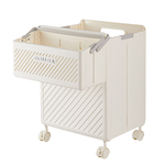 【ENNE】Multifunctional mobile foldable laundry basket storage trolley with small hand basket (F0002-L), , large