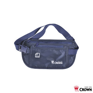 【CROWN 皇冠】RFID阻隔旅行腰包-深藍色