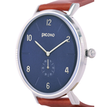 【PICONO】Classic Metal 經典金屬系列棕色真皮簡約手錶-黑色 / CE-9003, , large