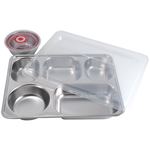 304不鏽鋼五格餐盤-附蓋/附碗-2入, , large