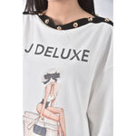 (L) j deluxe棉質純棉圖案白色長袖上衣二手衣, , large
