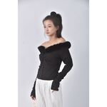(S) 【安于晴Charlene私服】new trend質感一字領黑色上衣二手衣, , large