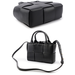 BOTTEGA VENETA Candy Arco 大格小羊皮編織迷你二用包/黑色, , large