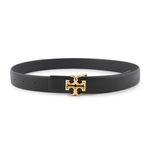 TORY BURCH Eleanor 金釦小牛皮寬2.5cm皮帶M/黑色, , large