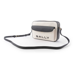 BALLY Bar Daniel 帆布及皮革口袋斜背包/自然色/黑色, , large