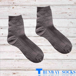 【RUNWAY】《RUNWAY SOCKS》Best-Selling Japanese Style Trendy Short Socks – Double Cylinder Technology with Retro Jacquard Design – Milk Tea Color – 1 Pair, , large