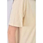 (S) 質感線條杏色短袖上衣二手衣, , large