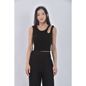 (S) 【霓霓私服】質感露肩黑色上衣二手衣