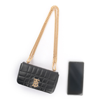 BURBERRY Lola 小羊皮縫線設計迷你翻蓋鍊包/黑色, , large