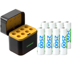 【ineno】3號/AA 恆壓可充式1.5V鋰電池全新特大能量2500mWh8入+(3號8槽)AI隨身收納盒充電器, , large