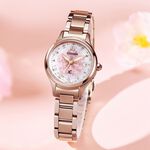 CITIZEN 星辰 XC 櫻花粉紅金 鈦 鑽石光動能電波女錶 ES9497-88X, , large