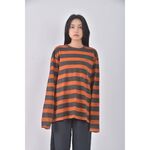 (M) 【智恩私服】stussy質感棉質純棉條紋橘色長袖上衣二手衣, , large