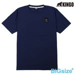 KINGO-超大尺碼-男款 LOGO圓領T恤-丈青-415129, , large