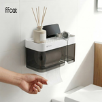 ffcat 面紙衛生紙置物架 免打孔無痕貼 抽取捲筒兩用 浴室置物架 手機置物平台 垃圾袋收納 三色隨機, , large