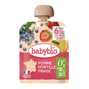 【綠動會】Babybio 生機蘋果藍莓草莓纖果泥90g