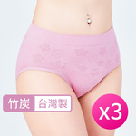[席艾妮]台灣製竹炭纖維褲底彈力中腰無縫內褲, , large