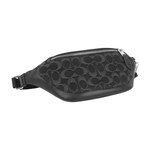 COACH Warren CC Logo 牛仔布及皮革迷你腰包(銀色/黑色), , large