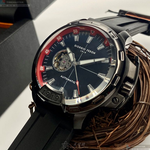 [星晴錶業]GiorgioFedon1919手錶,46mm,GF00123黑色雙面機械鏤空錶面黑錶殼深黑色矽膠錶帶款, , large