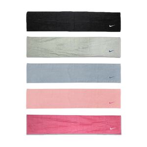 NIKE SOLID CORE長型毛巾120x25cm 運動毛巾 素色 純棉 柔軟 吸水佳 黑 米綠 珊瑚枚粉 灰藍 粉