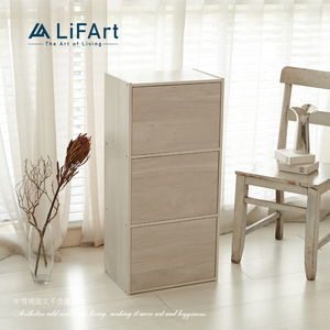 【LiFArt】MIT日系簡約三層附門收納櫃-純白橡木色