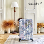 NaSaDen [White Flower]26" Checked Zipper Luggage, , large