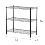 【Y HOUSE】90x45x90cm Lightweight Three-layer Iron Rack Iron Rack Shelf - Painted Black, , large