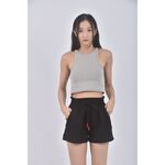 (L) torso高腰荷葉邊黑色短褲二手衣, , large