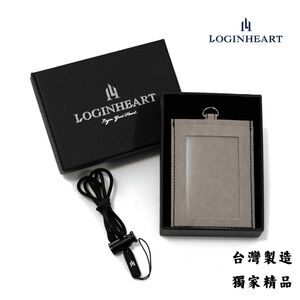 [LOGINHEART]免取卡正面感應證件套 木質灰 可客製 其他夾層票卡不干擾 臺灣製造獨家精品 附矽膠掛繩