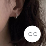 S999純銀韓系幾何菱形圈圈耳扣款耳環附馬卡收納盒 兩款任選, , large