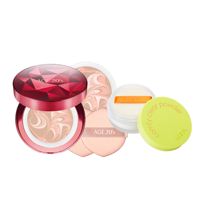 AGE20’s ESSENCE COVER PACT XF SPF50+/PA++++ 21 LIGHT BEIGE+LUNA COMFY CLEAR FINISH POWDER