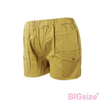 大尺碼-女款 鬆緊褲頭 工裝 短褲-黑/卡其-0105053, , large