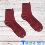【伸展台】《RUNWAY SOCKS》熱銷 日系 流行短襪 雙針筒技術 復古緹花設計 酒紅色 1雙入, , large