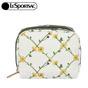 |快速出貨|Lesportsac Square Cosmetic 方形收納化妝包 送禮-淡雅雛菊