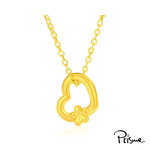 【Prisme Gold】黃金項鍊 愛心小花 鍊墜項鍊 (金重：約0.05錢±0.02), , large