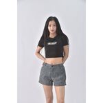 (L) 質感格紋灰色短褲二手衣, , large