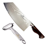 【金永利鋼刀】NK1-2a龍紋大馬士革鋼 蔬果料理尖切刀18cm (送鋅合金刨刀), , large