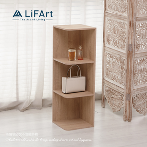 【LiFArt】MIT日系簡約三層角落收納櫃-經典橡木色