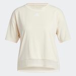 Adidas TRN T HEAT.RDY 女 短袖 上衣 透氣 反光細條 短版 愛迪達 米白 [GR8223], , large