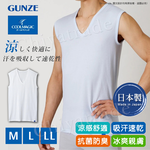 【日本郡是Gunze】日本製 COOLMAGIC 男士機能涼感 V領 無袖內衣 背心-白色-M, , large