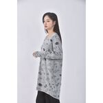 (M) odri質感印花灰色長袖上衣二手衣, , large