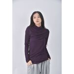 (S) net質感高領紫色長袖上衣二手衣, , large