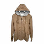 Stand collar hooded thick coat dark khaki, , large