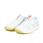 Mizuno Cyclone Speed 5 女 排球鞋 穩定 包覆 回彈 白 水藍 [V1GC258030], , large